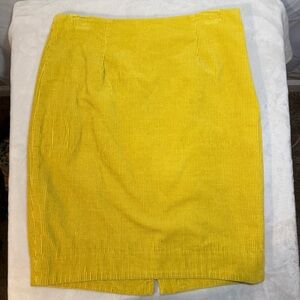 Maeve Anthropologie Yellow Corduroy Pencil Skirt Back Slit Size 4
